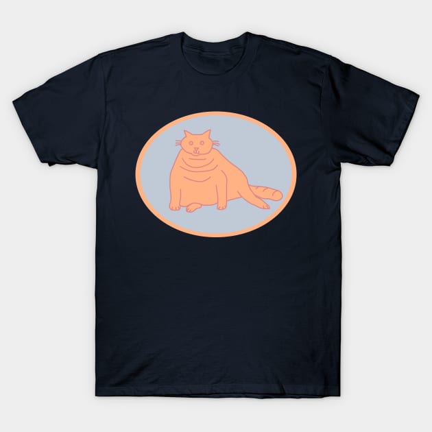 Peach Fuzz Chonk Cat Oval T-Shirt by ellenhenryart